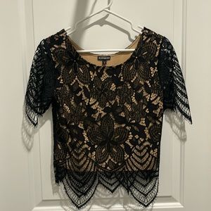 Black and cream lace top